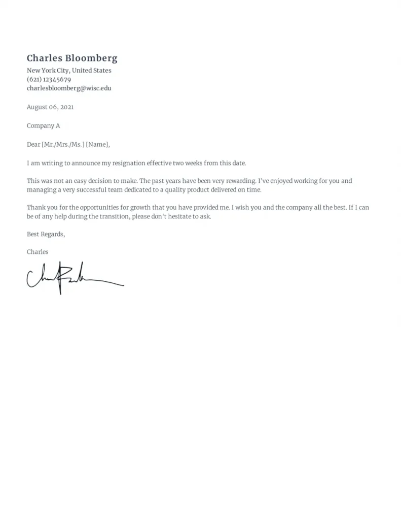surat pengunduran diri