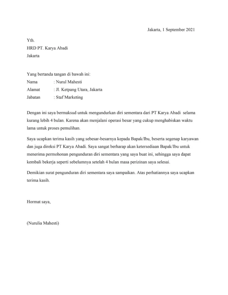 surat pengunduran diri
