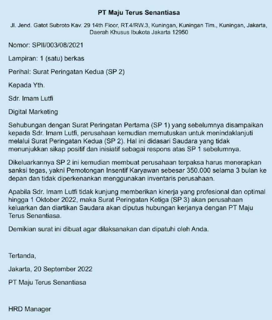 surat peringatan karyawan