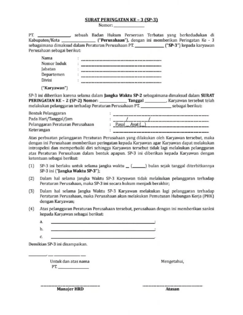 surat peringatan karyawan