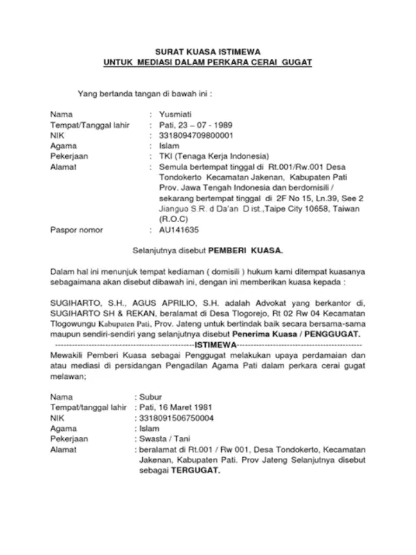 Surat kuasa istimewa