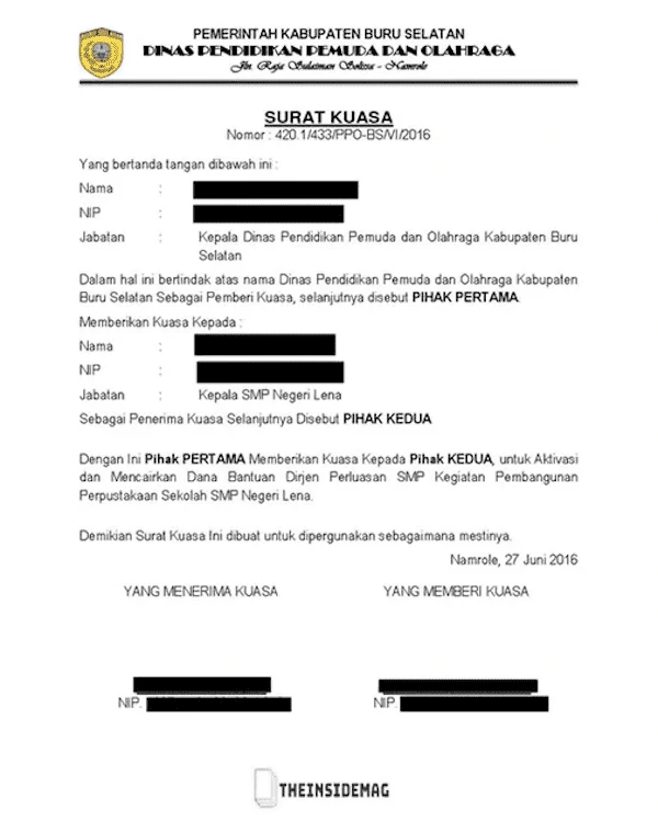 surat kuasa resmi