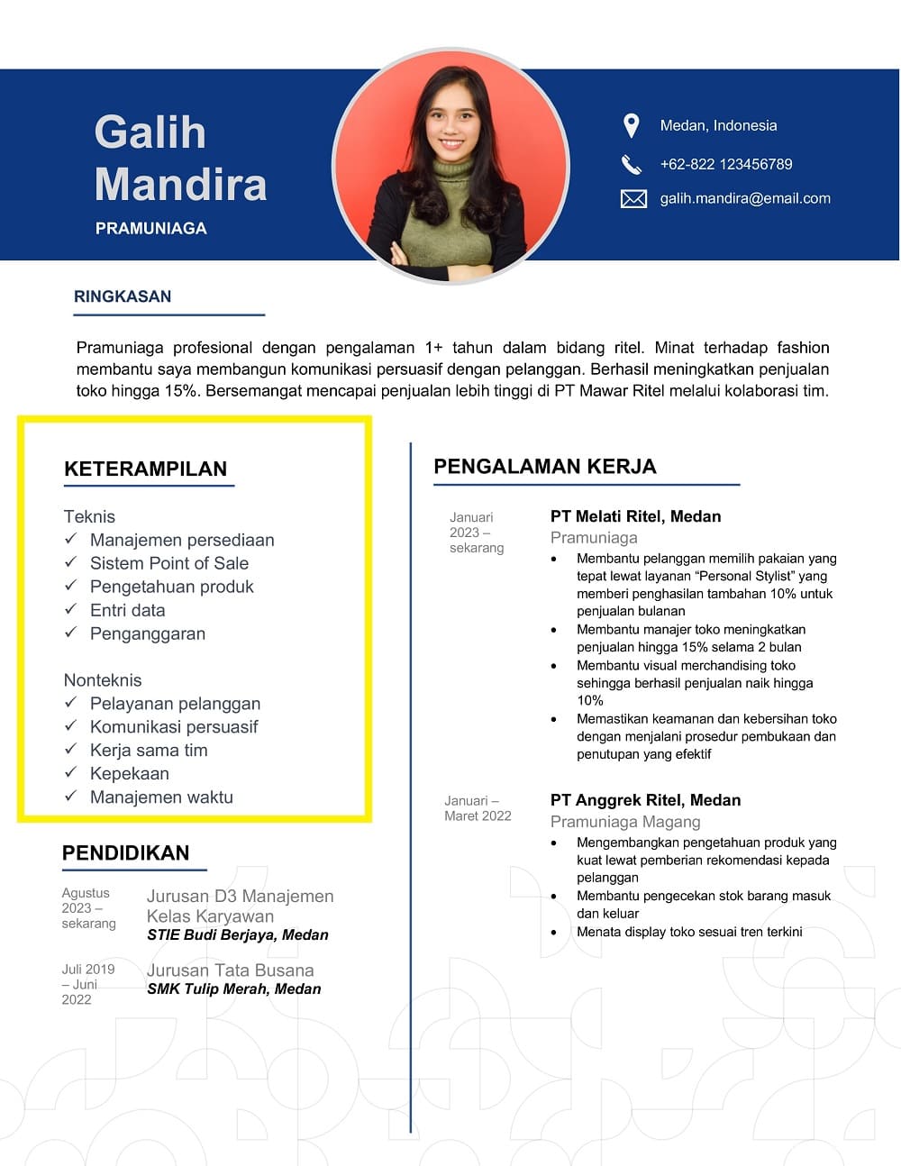 keahlian dalam CV