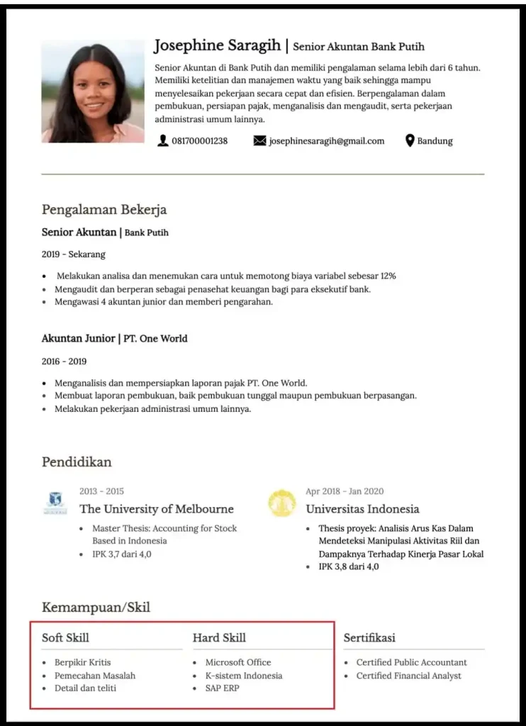 keahlian dalam CV