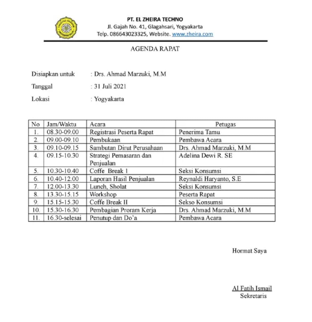 agenda rapat