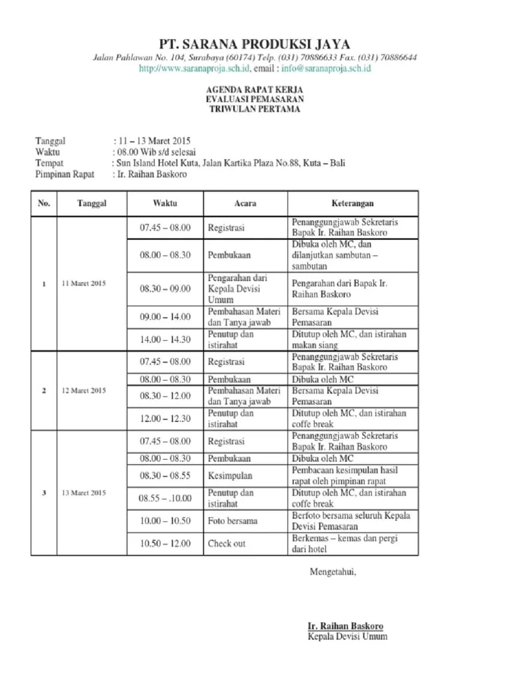 agenda rapat