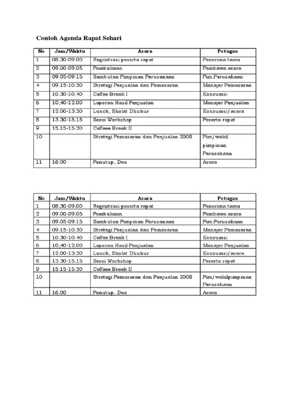 agenda rapat