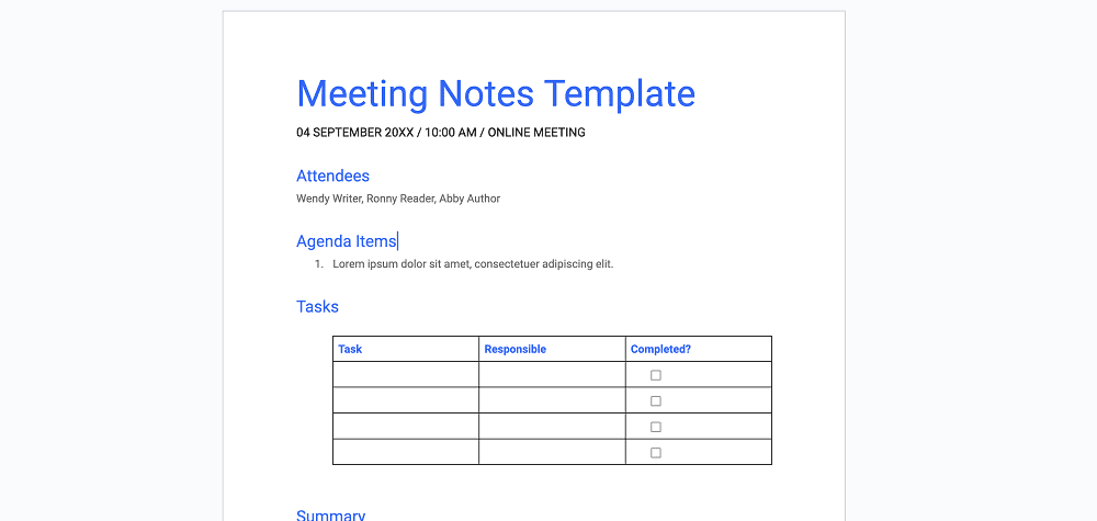 meeting notes