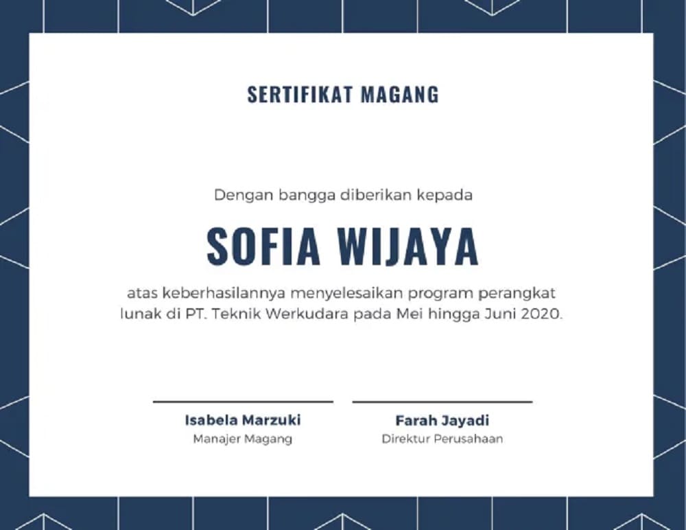 sertifikat magang