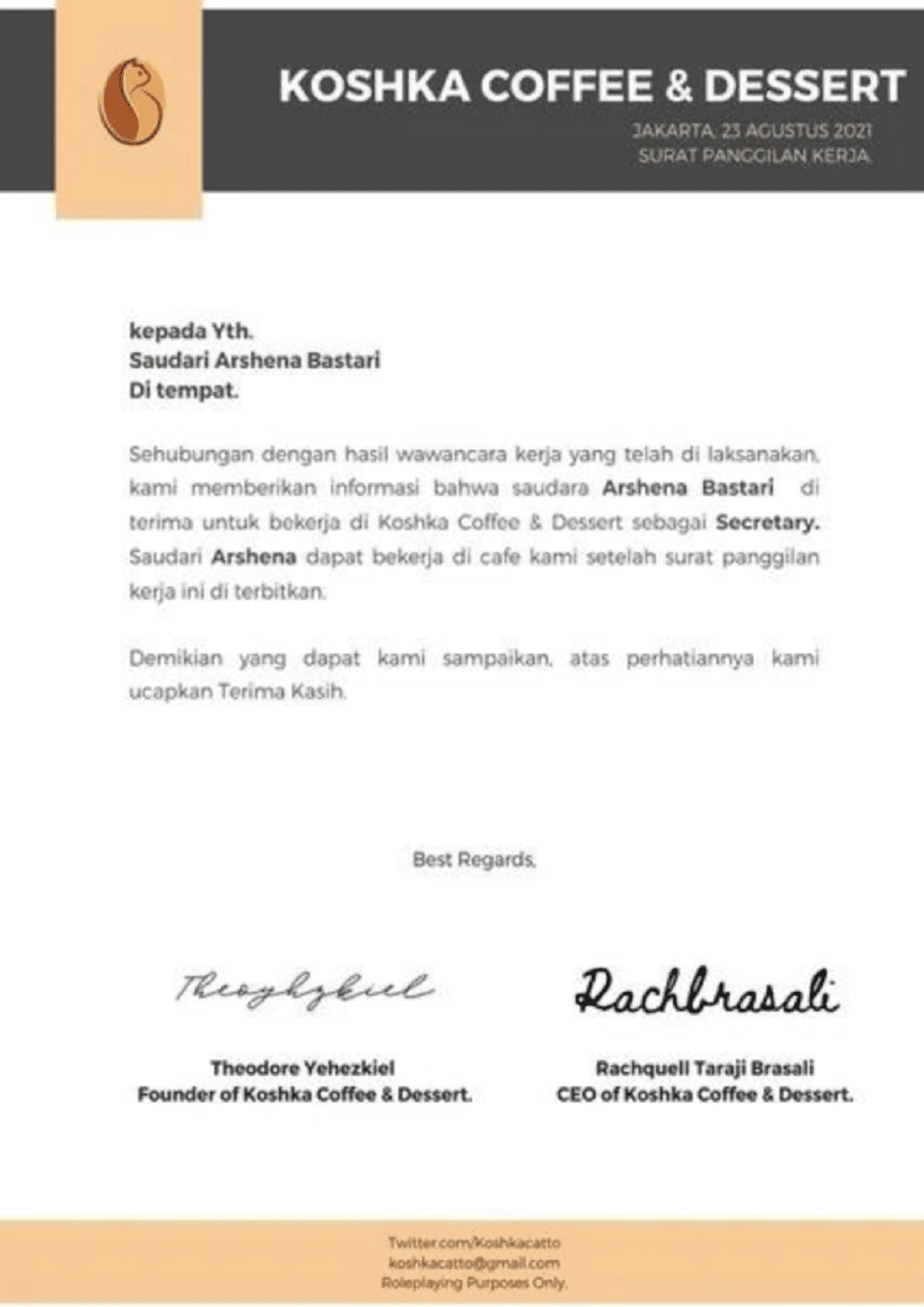 Surat Panggilan Kerja