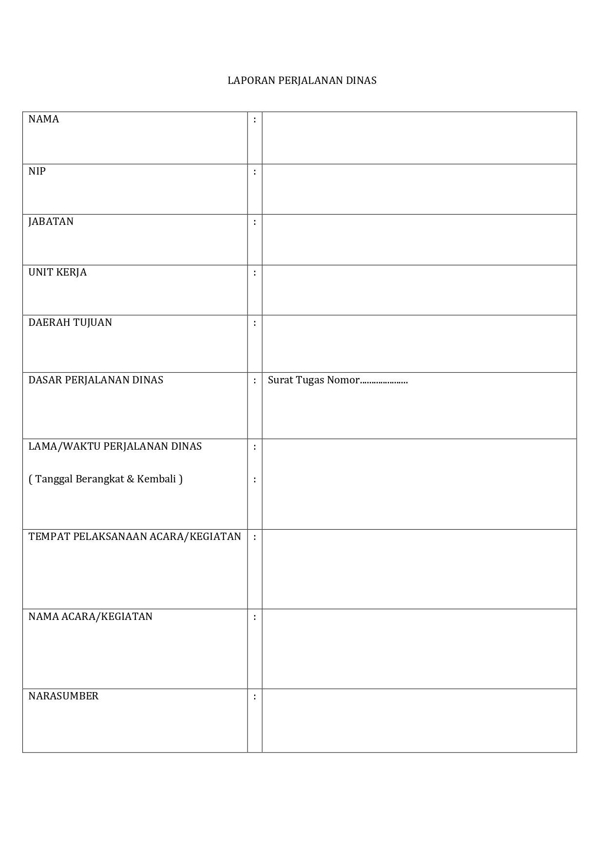 format rincian business trip 5