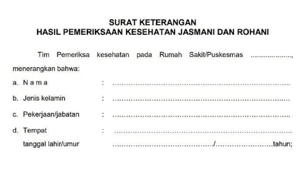 surat keterangan sehat