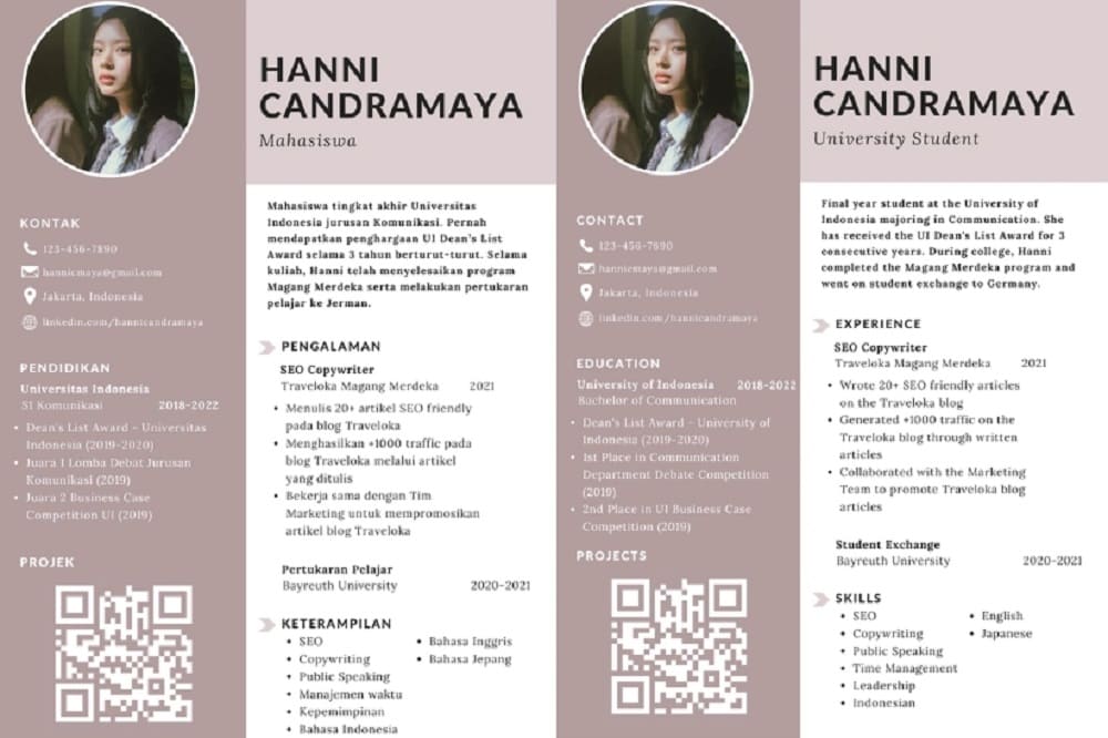 contoh CV mahasiswa