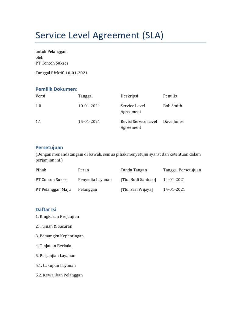 service level agreement 1