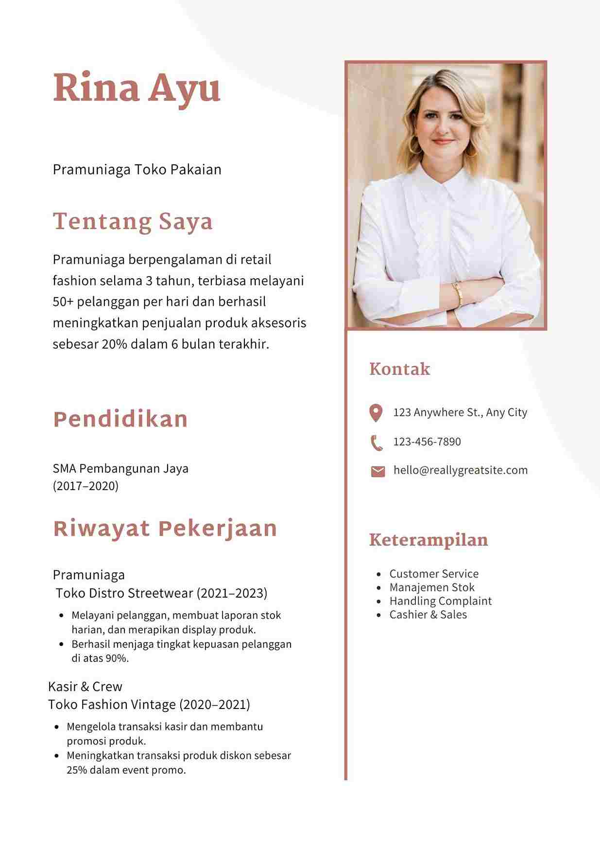 7 Contoh CV Pramuniaga, Tips Menulis, dan Templatenya - Gajihub Blog