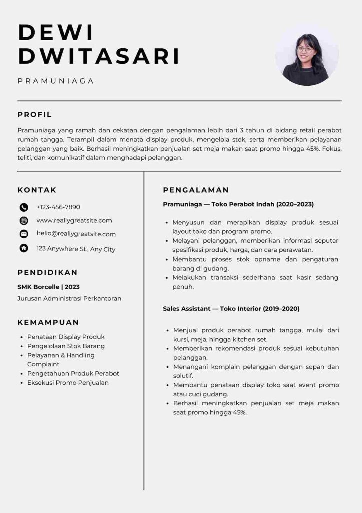 contoh cv pramuniaga 5
