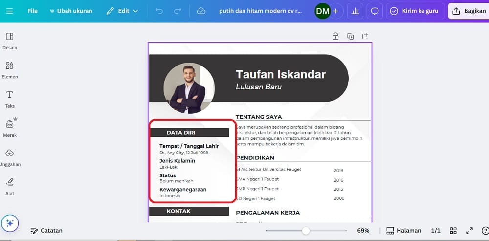membuat CV di Canva