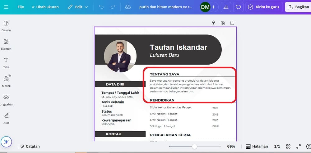 membuat CV di Canva