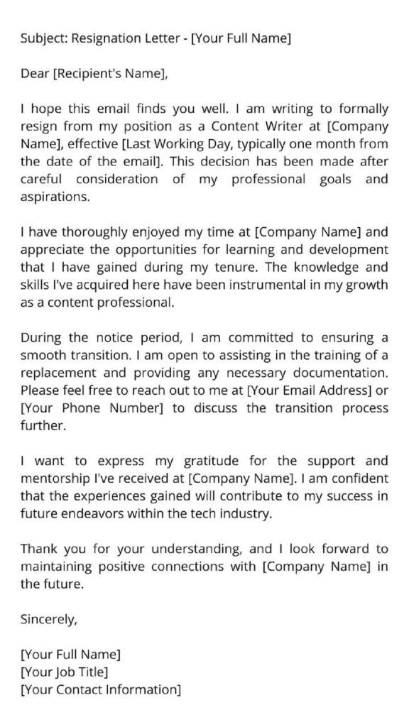Contoh Surat Resign Bahasa Inggris