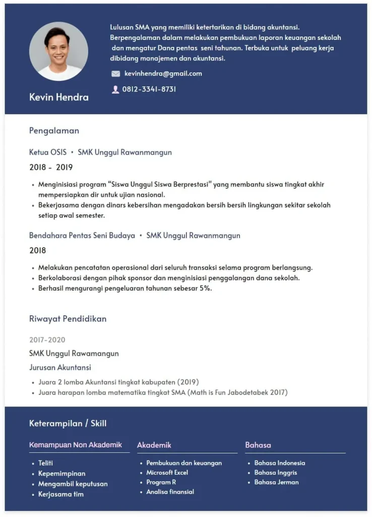 template CV fresh graduate