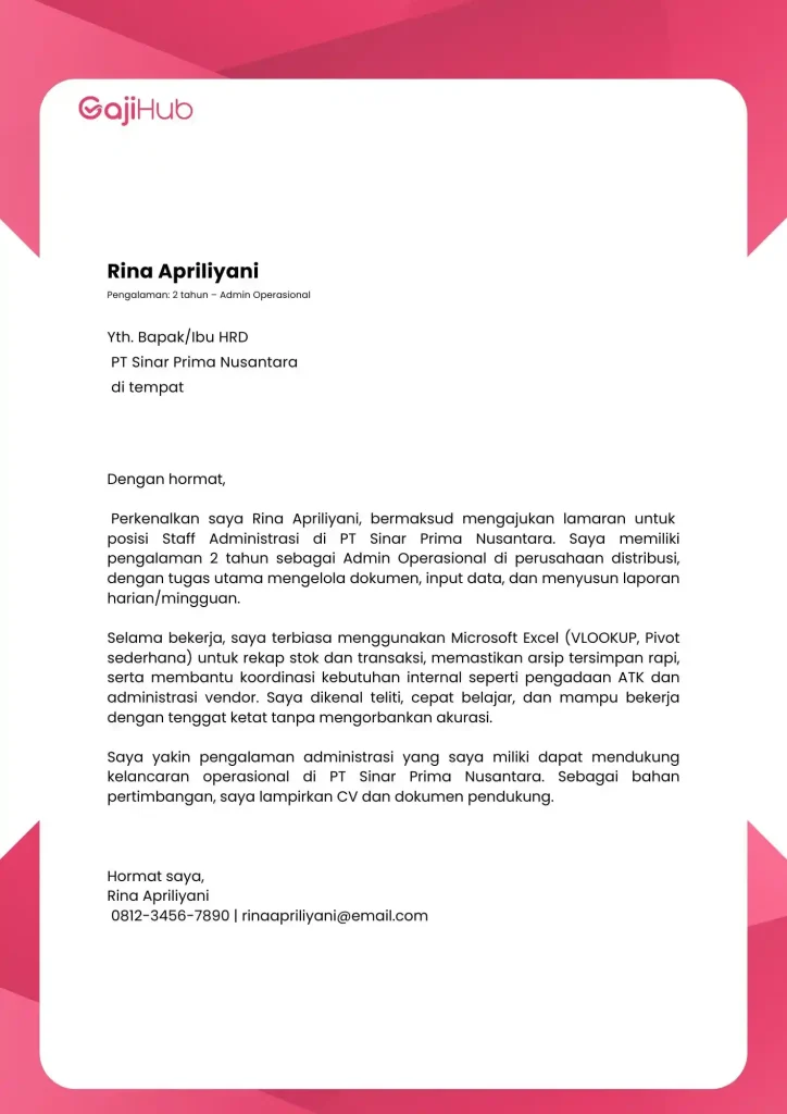 contoh cover letter