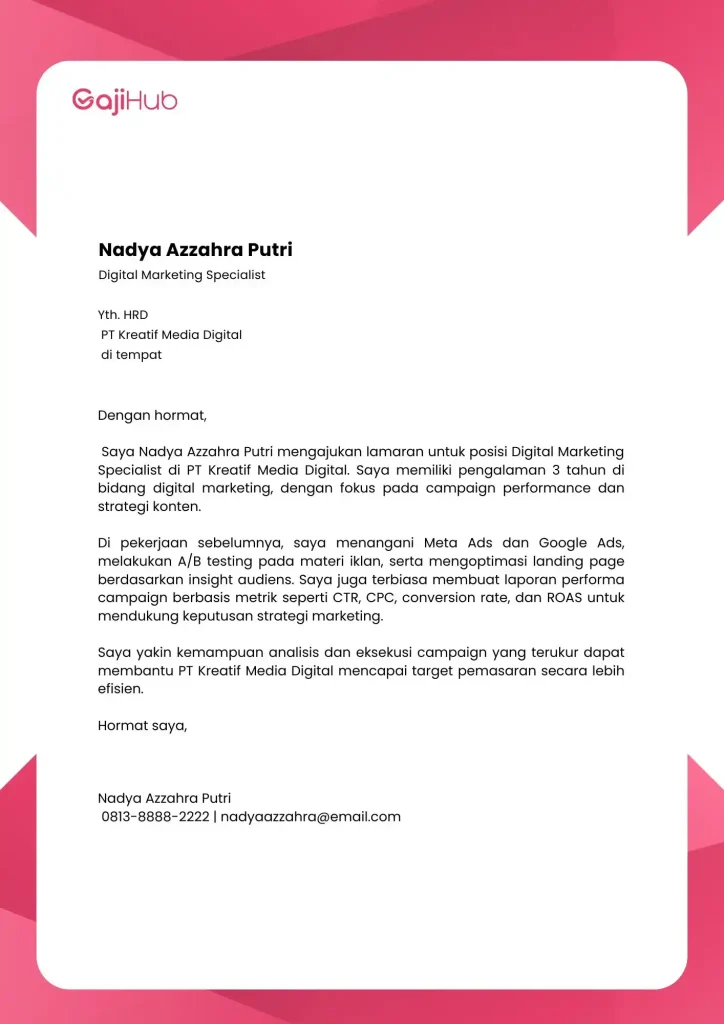 contoh cover letter