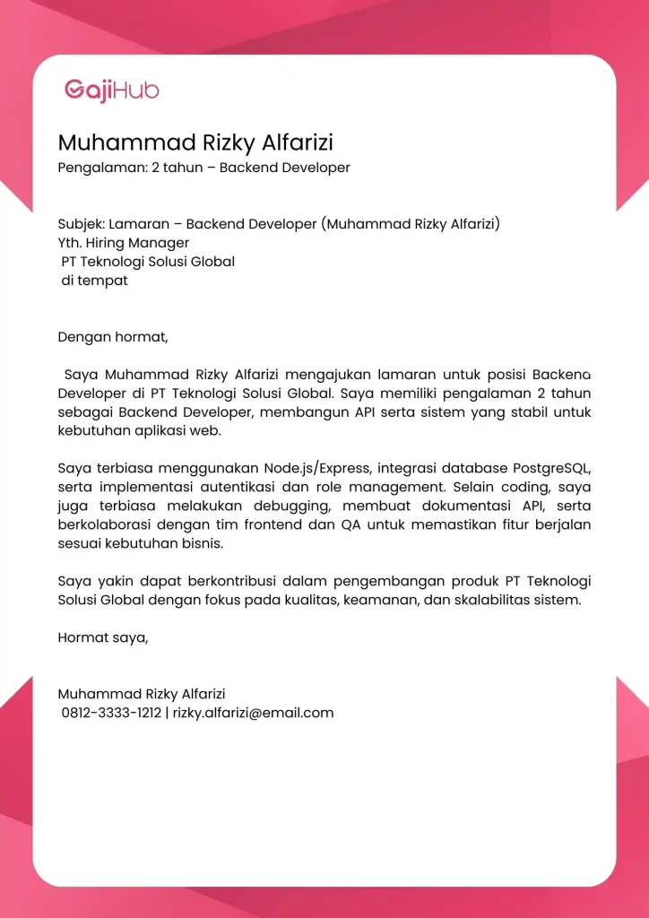 contoh cover letter