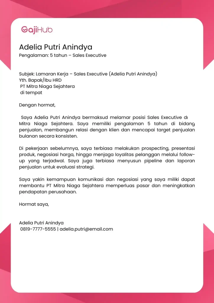 contoh cover letter