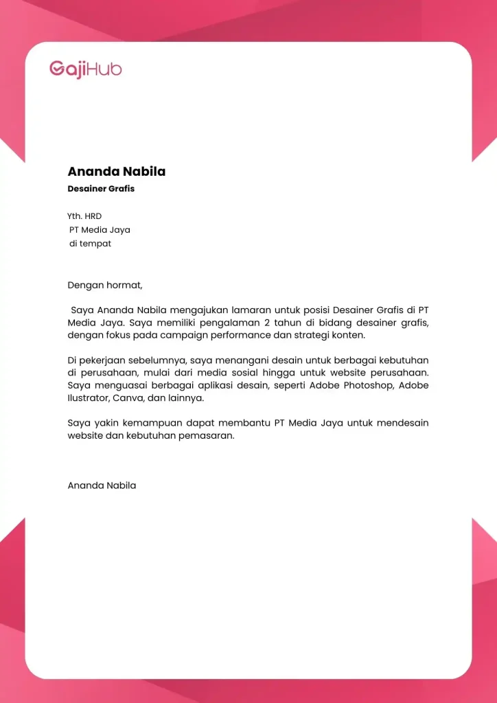 contoh cover letter