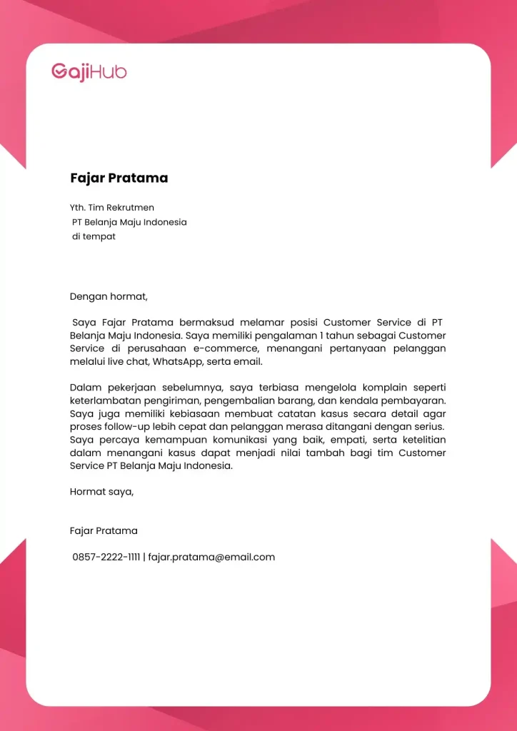 contoh cover letter