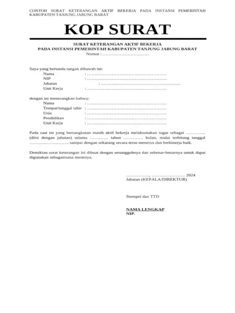 surat keterangan aktif bekerja