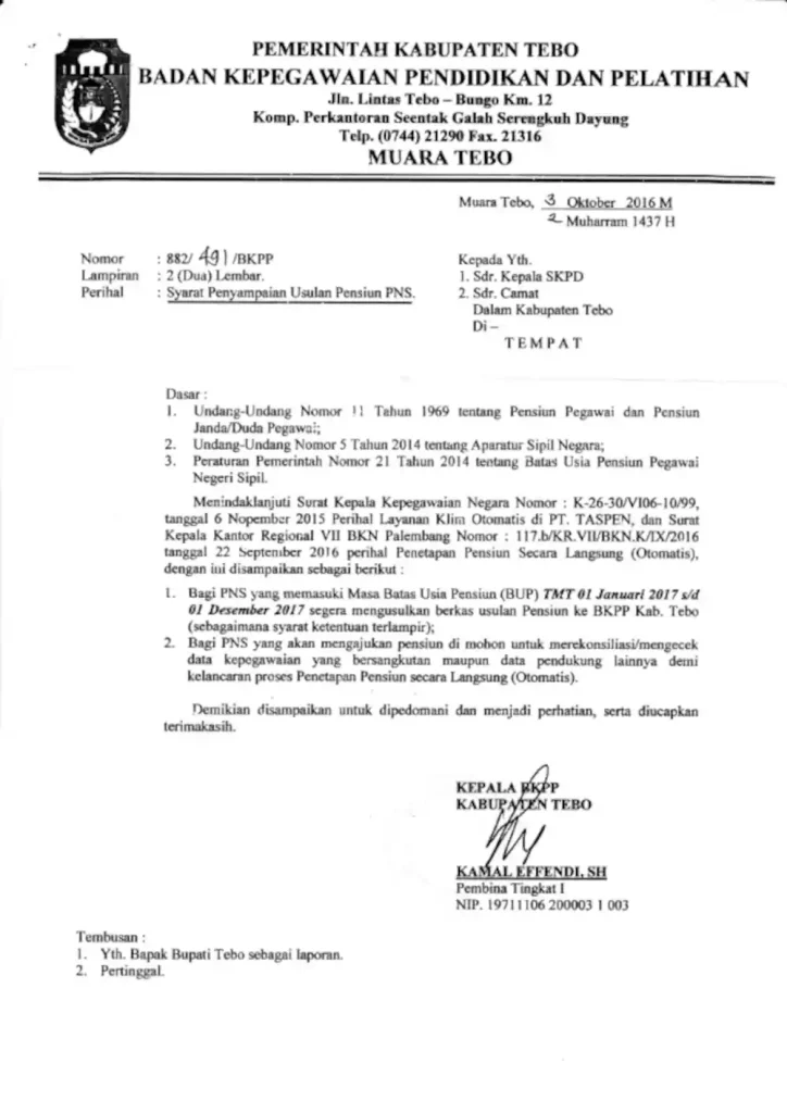 surat pensiun