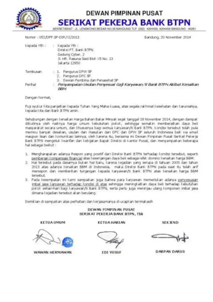 contoh surat kenaikan gaji