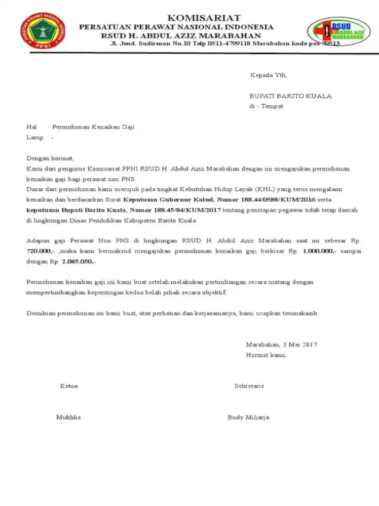 contoh surat kenaikan gaji