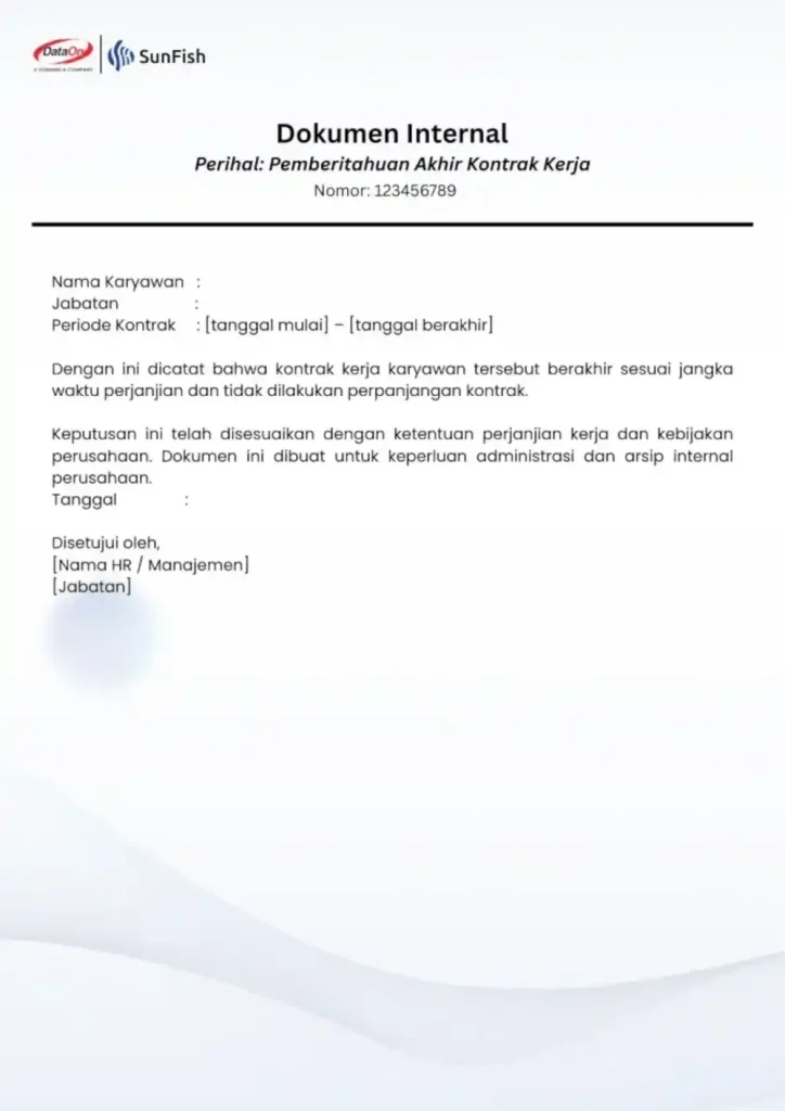 contoh surat habis masa kontrak kerja