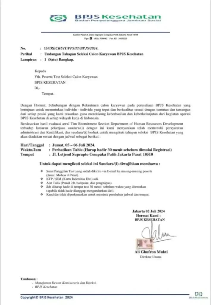 contoh surat panggilan interview