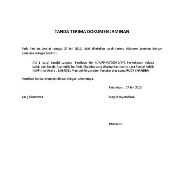 surat tanda terima dokumen