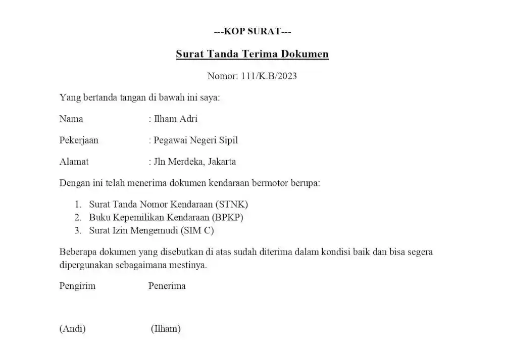 surat tanda terima dokumen