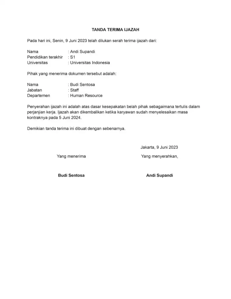 surat tanda terima dokumen