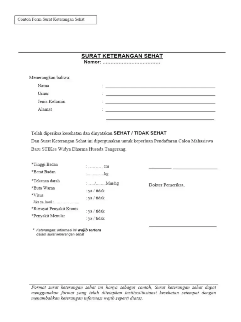 surat keterangan sehat