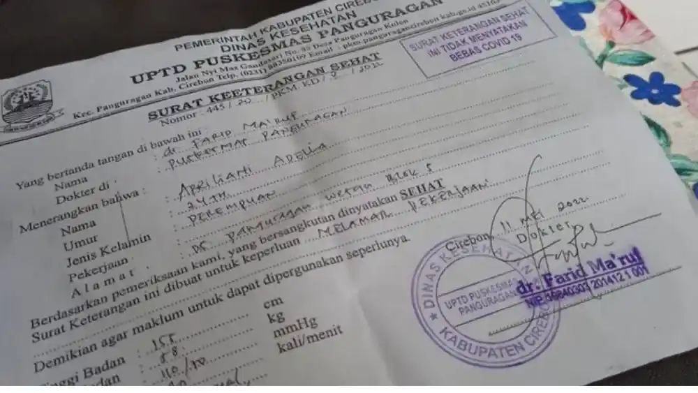 surat keterangan sehat