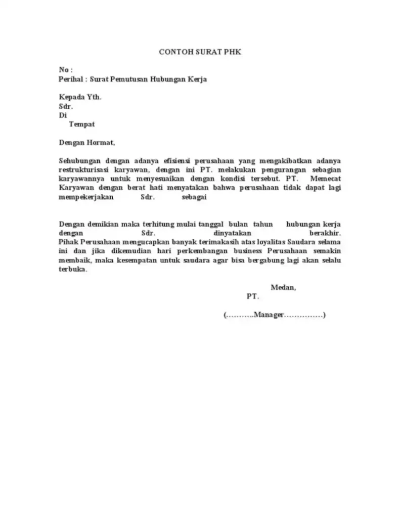 surat pemberhentian kerja
